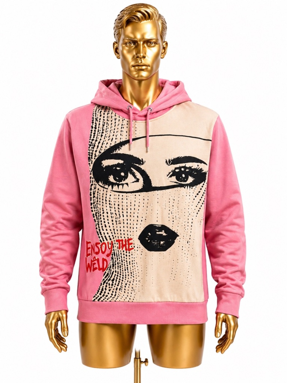 Manfinity Oversized Graphic Hoodie S (Men’s) – Pink Cartoon Print, NWOT
